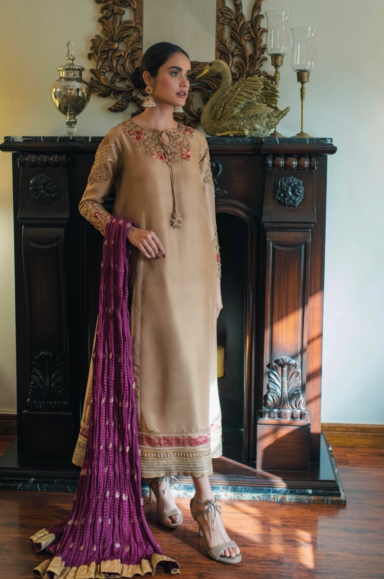 Celia Kalidar w/ Straight Pant & Dupatta - Fatima Lodhia