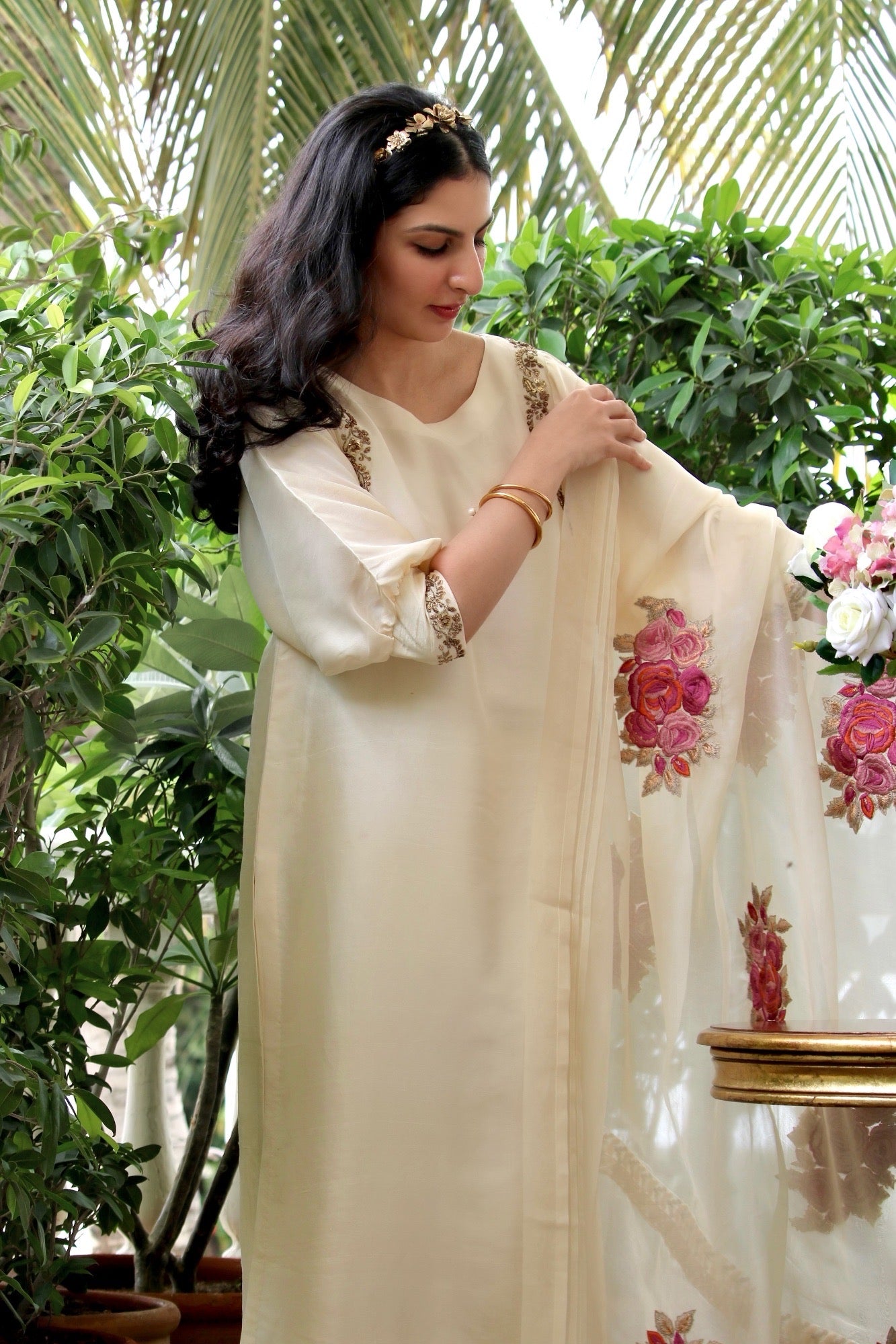 Rose Shirt w/ Pant & Dupatta - Fatima Lodhia