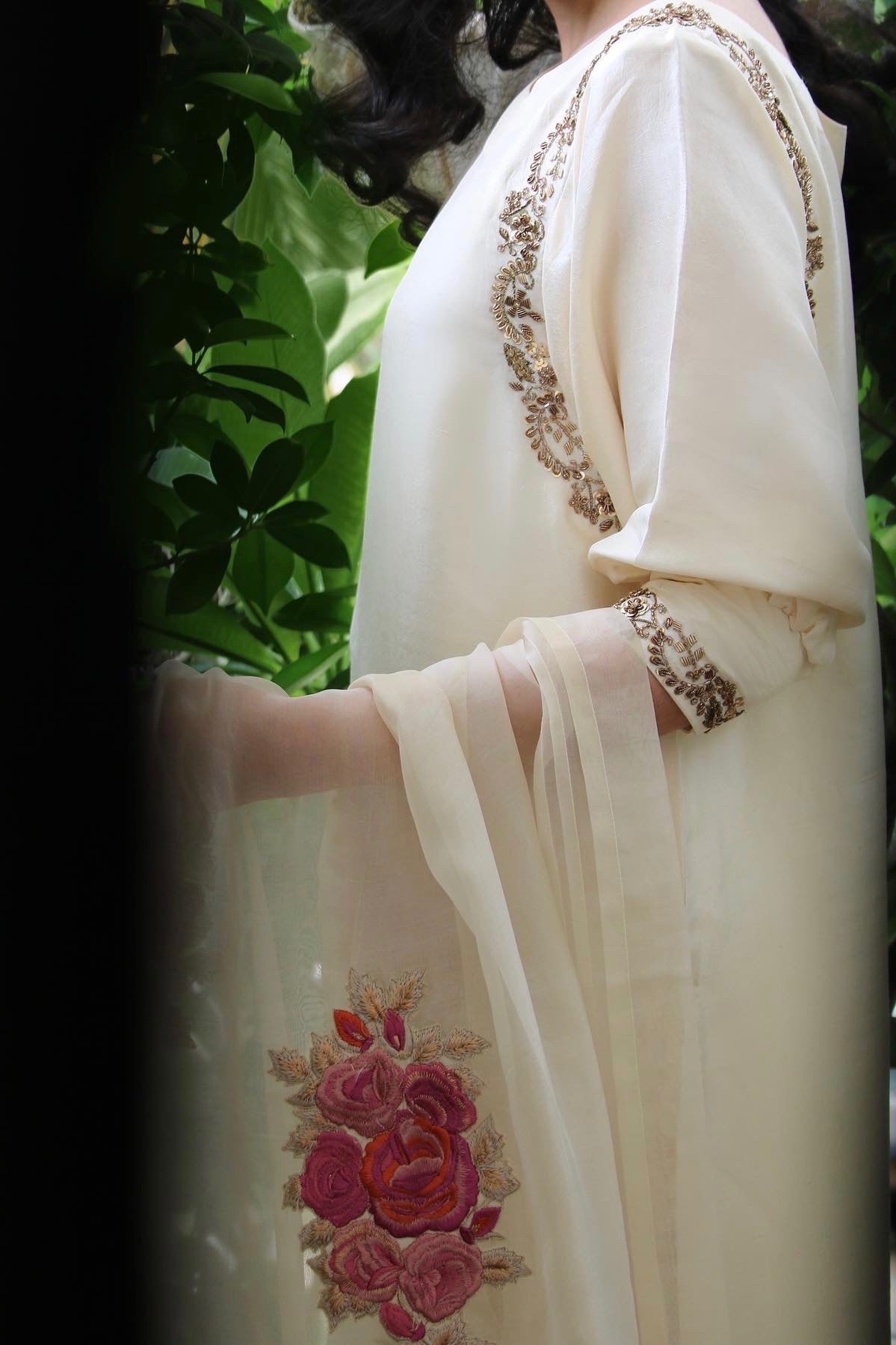 Rose Shirt w/ Pant & Dupatta - Fatima Lodhia