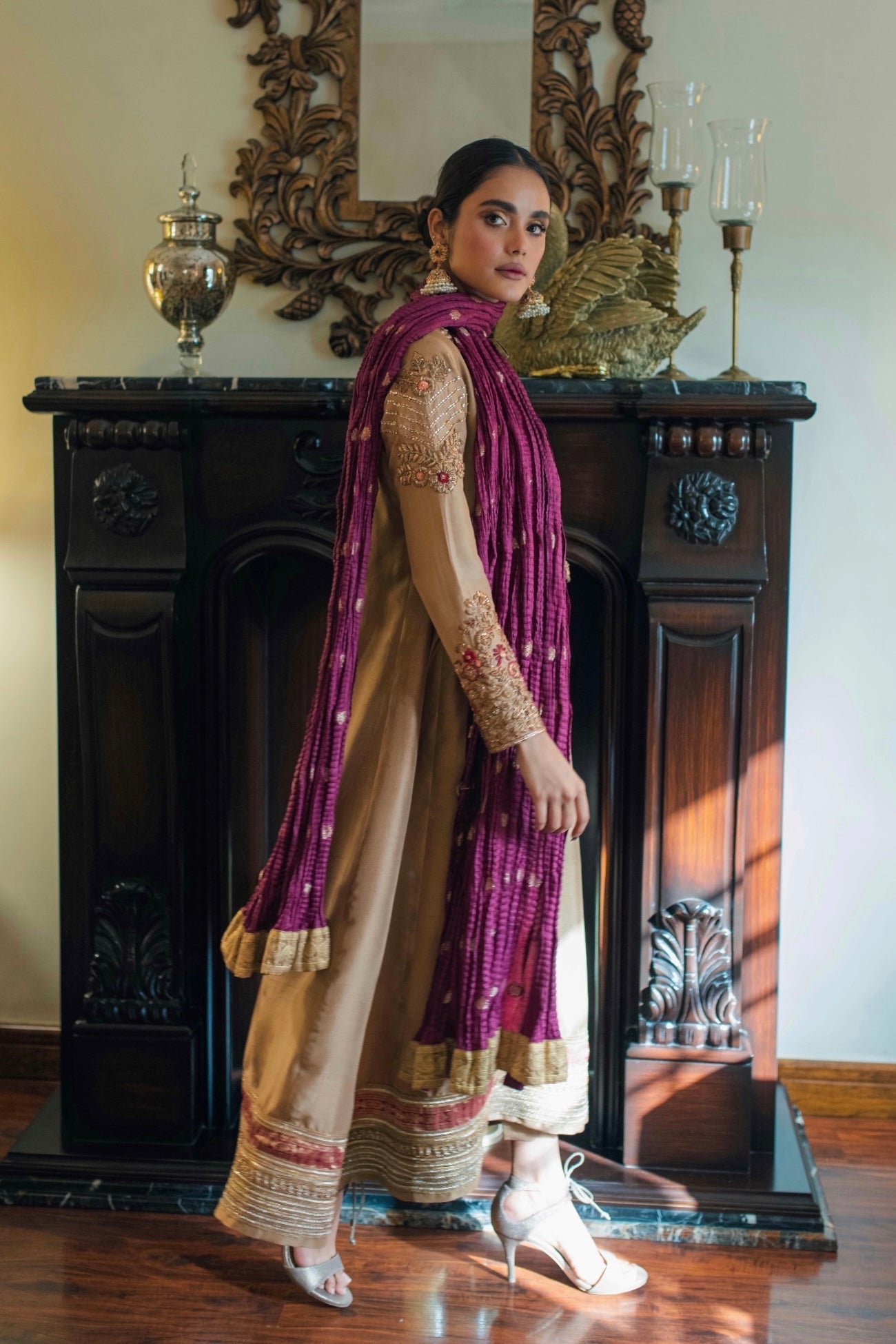 Celia Kalidar Set w/ Straight Pant & Dupatta - Fatima Lodhia