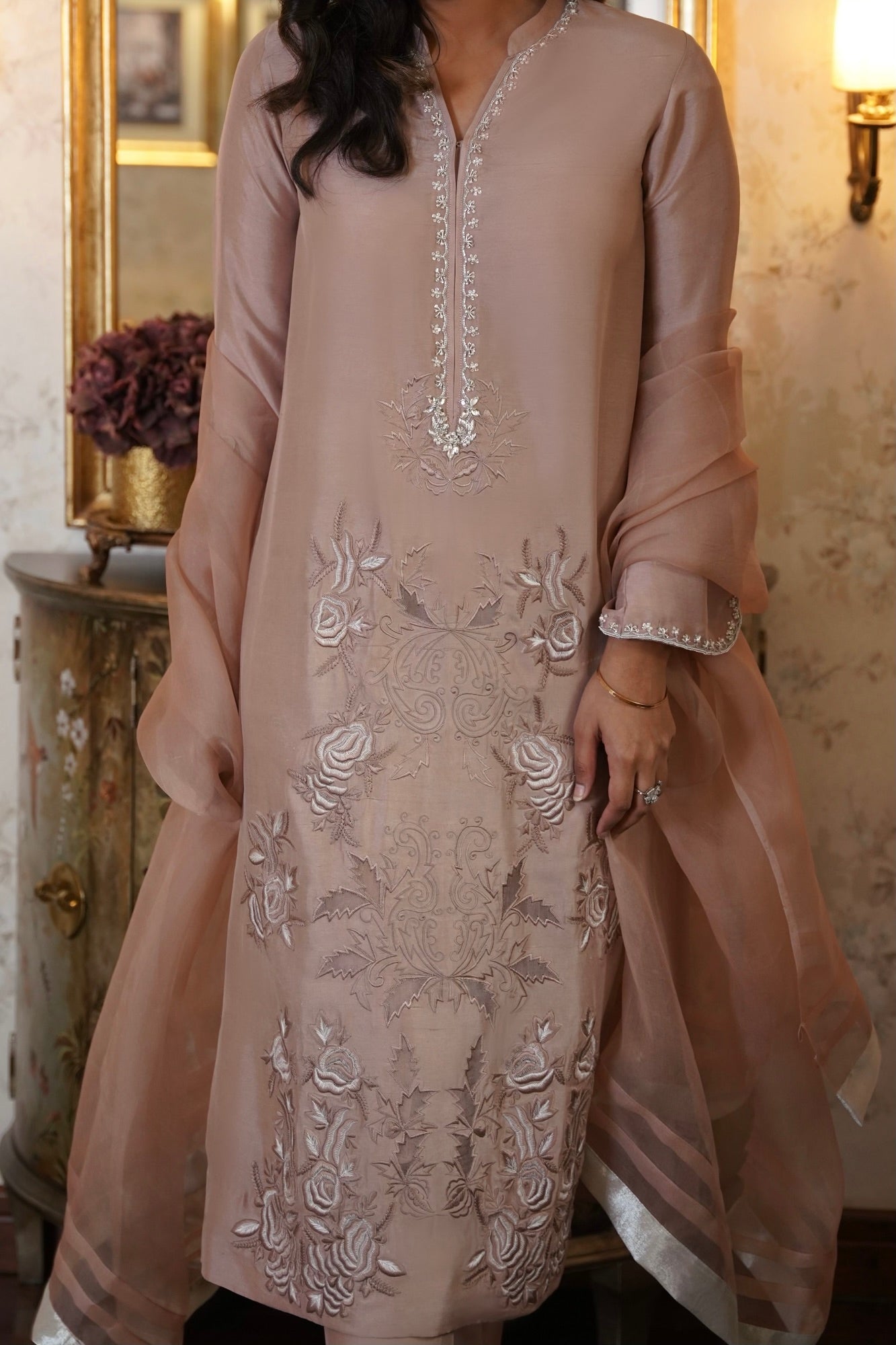 Violet Shirt w/ Straight Pant & Dupatta - Fatima Lodhia